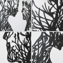 Dekoracja ścienna 3D głowy z drzew