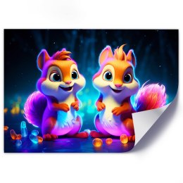 Obraz na płótnie, Neonowa wiewiórka z kreskówki - 60x40