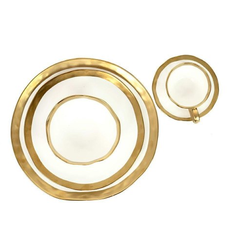 KARE komplet 2 talerzy BELL 38 cm biało-złoty