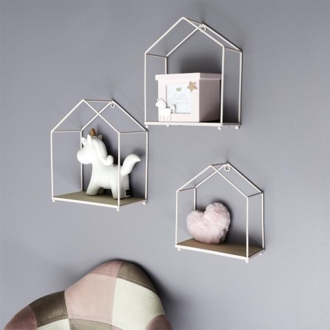 Zestaw 3 półek Domek różowy