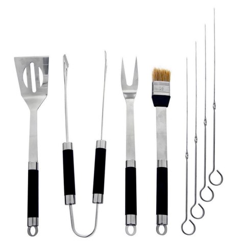 Przybory do grillowania w walizce / szczypce łopatka widelec nóż zestaw 9 el.