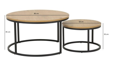 Zestaw 2 stolików Ruth naturalne/czarne