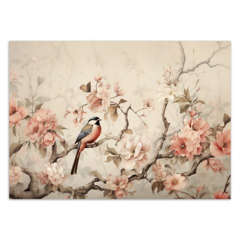 Fototapeta, Ptak i kwiaty vintage - 200x140