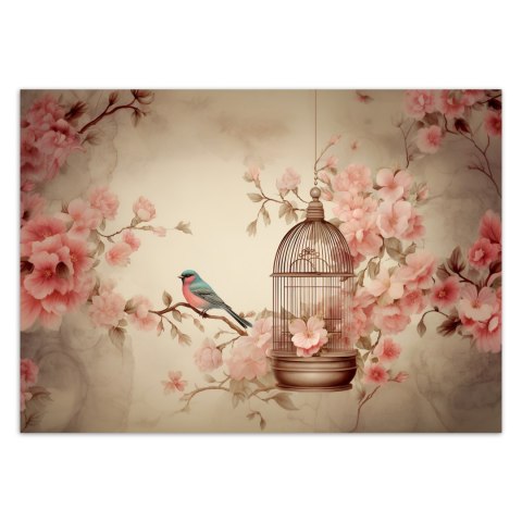 Fototapeta, Ptak na gałęzi vintage - 254x184