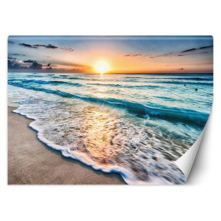 Fototapeta, Morskie fale zachód słońca - 368x254