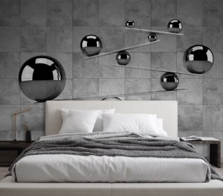 Fototapeta, Srebrne kule 3D na tle betonowej ściany - 350x245