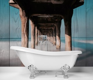 Fototapeta, Tunel drewniany pod molo - 400x280