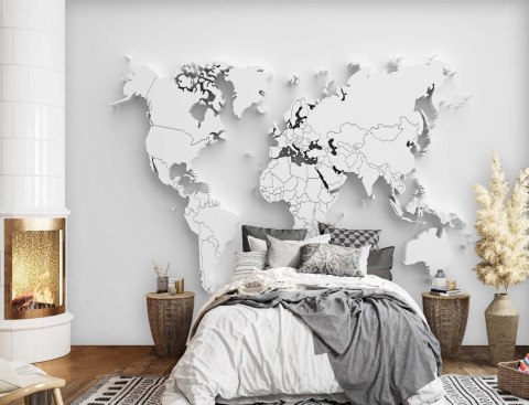 Fototapeta, Biała mapa świata 3D - 100x70