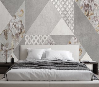 Fototapeta, Kwiaty na szarej teksturze - 100x70