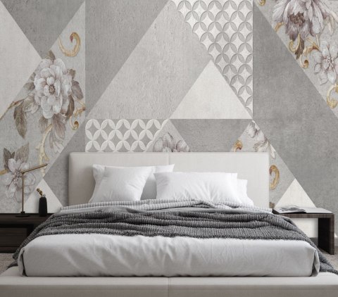 Fototapeta, Kwiaty na szarej teksturze - 150x105