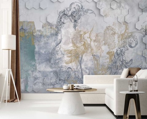 Fototapeta, Szare ptaki freski - 350x245