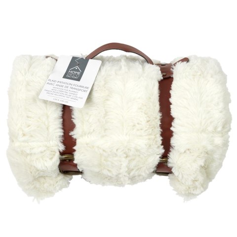 Koc Furry 120x150cm biały z uchwytem