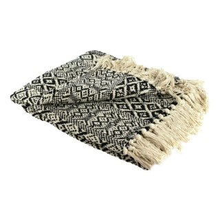 Narzuta na łóżko Etniczna 120x150cm czarno-biała