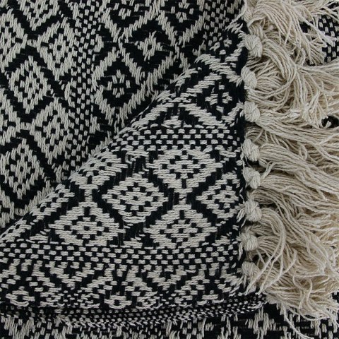 Narzuta na łóżko Etniczna 120x150cm czarno-biała
