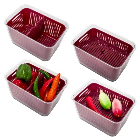 Pojemnik do przechowywania w lodówce owoców i warzyw bordowy