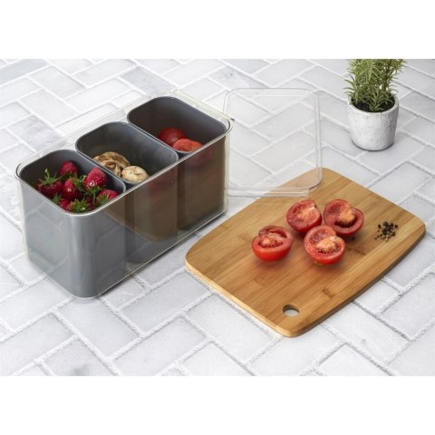 Pojemnik potrójny do przechowywania w lodówce szary