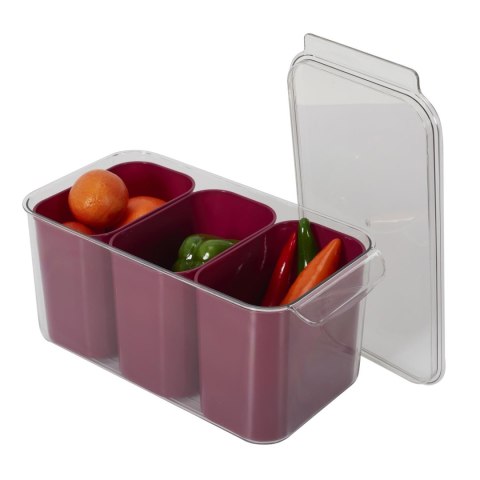 Pojemnik potrójny do przechowywania w lodówce szary