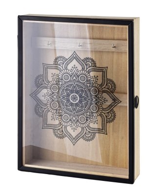 STACY Skrzynka na klucze 20x5x27cmszklane drzwi, mandala