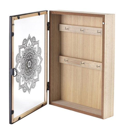 STACY Skrzynka na klucze 20x5x27cmszklane drzwi, mandala