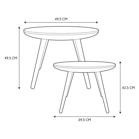 Zestaw 2 okrągłych stolików biały/naturalny