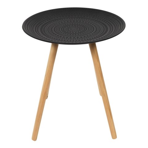 Zestaw 2 okrągłych stolików czarny/naturalny
