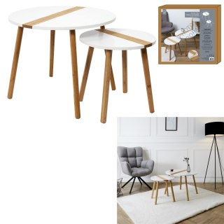 Zestaw 2 stolików kawowych Paraiba biały/naturalny