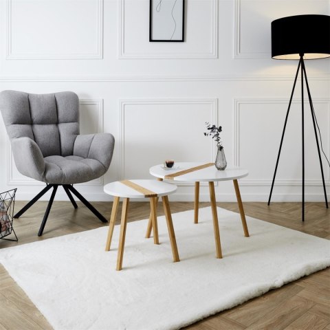 Zestaw 2 stolików kawowych Paraiba biały/naturalny