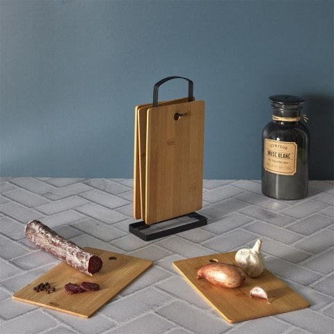 Zestaw 6 desek do krojenia bambusowych na stojaku