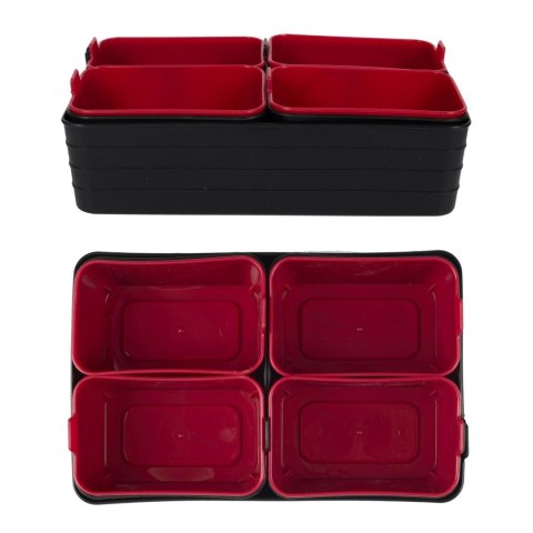 Zestaw 7 organizerów czarne/czerwone