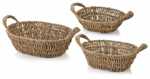 AMPARO KOMPLET 3 KOSZY Owalne30x23x9/27x20x8/24x17x7cm trawa