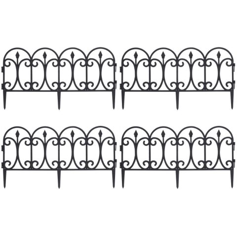 Palisada płotek ogrodowy czarny border zestaw 4 szt. 60x33 cm