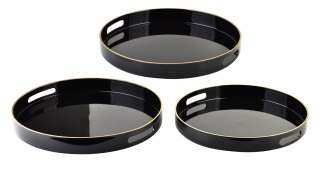 BLANCHE BLACK Komplet 3 Tac Dekoracyjnych okrągłe 38x38x4cm/35x35x4cm/33x33x3,5cm