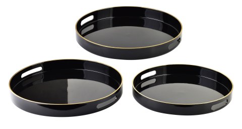 BLANCHE BLACK Komplet 3 Tac Dekoracyjnych okrągłe 38x38x4cm/35x35x4cm/33x33x3,5cm