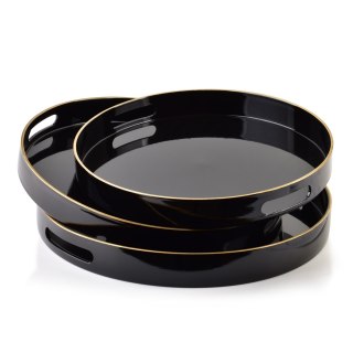 BLANCHE BLACK Komplet 3 Tac Dekoracyjnych okrągłe 38x38x4cm/35x35x4cm/33x33x3,5cm
