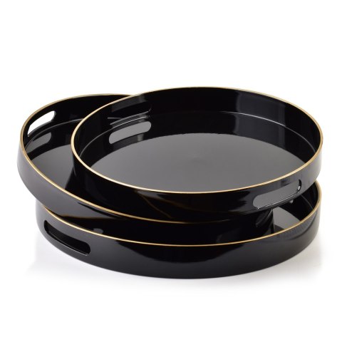 BLANCHE BLACK Komplet 3 Tac Dekoracyjnych okrągłe 38x38x4cm/35x35x4cm/33x33x3,5cm