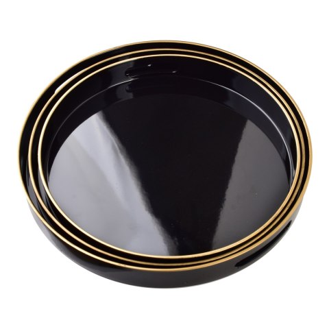BLANCHE BLACK Komplet 3 Tac Dekoracyjnych okrągłe 38x38x4cm/35x35x4cm/33x33x3,5cm
