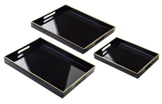 BLANCHE BLACK Komplet 3 Tac dekoracyjnych 40x30x4cm/35x25x3,5cm/30x20x3,5cm