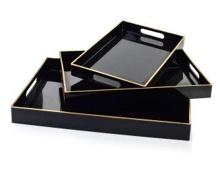 BLANCHE BLACK Komplet 3 Tac dekoracyjnych 40x30x4cm/35x25x3,5cm/30x20x3,5cm