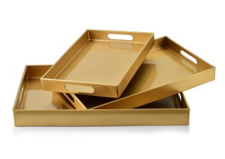 BLANCHE GOLD Komplet 3 Tac Dekoracyjnych40x30x4cm/35x25x3,5cm/30x20x3,5cm