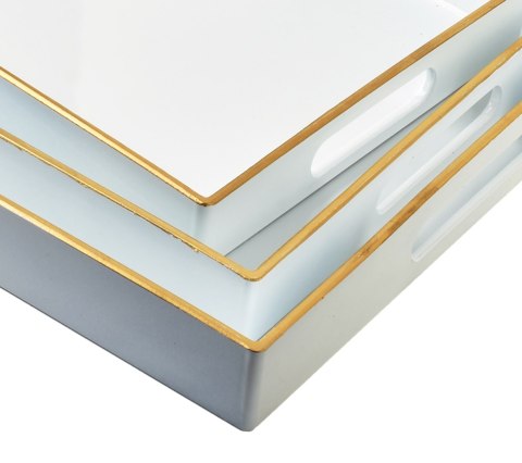 BLANCHE WHITE Komplet 3 Tac Dekoracyjnych 40x30x4cm/35x25x3,5cm/30x20x3,5cm