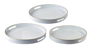 BLANCHE WHITE Komplet 3 Tac Dekoracyjnych okrągłe 38x38x4cm/35x35x4cm/33x33x3,5cm