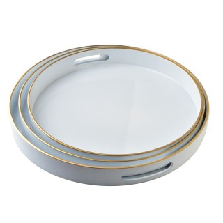 BLANCHE WHITE Komplet 3 Tac Dekoracyjnych okrągłe 38x38x4cm/35x35x4cm/33x33x3,5cm
