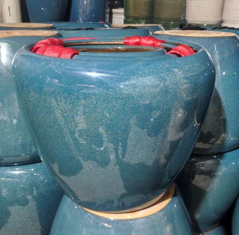 NEVA BLUE Komplet 3 osłonek ceramicznycXl: 46x46x38/ L:36x36x34/ M:27x27x31cm