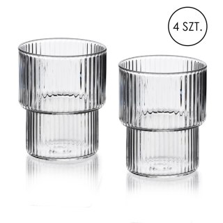 ELLA STRIPES Komplet 4 szklanek 320ml ze szkła borokrzemowego 8x7x9,7cm