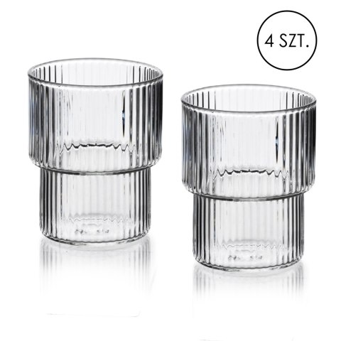 ELLA STRIPES Komplet 4 szklanek 320ml ze szkła borokrzemowego 8x7x9,7cm
