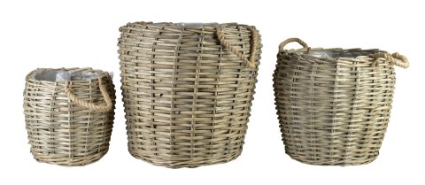 GUSTAV Komplet 3 osłonek wiklinowych49x49xh50/36x36xh40/29x29xh31cm