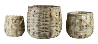 GUSTAV Komplet 3 osłonek wiklinowych50x50xh48/38x38xh38/26x26xh30cm