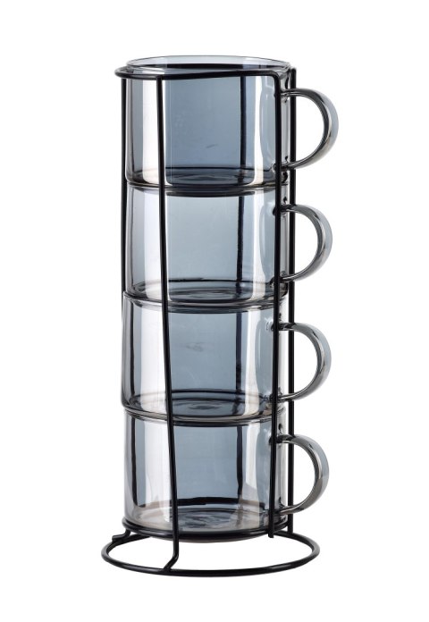 PETER GREY Komplet 4 filiżanek na stojaku 350ml