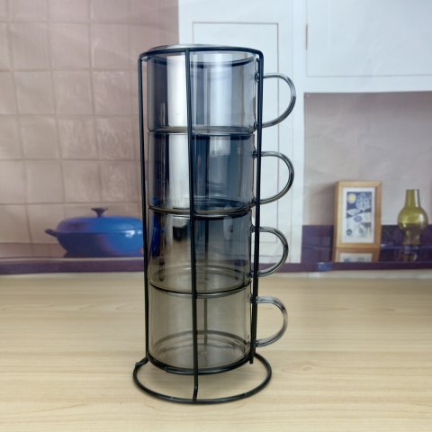 PETER GREY Komplet 4 filiżanek na stojaku 350ml