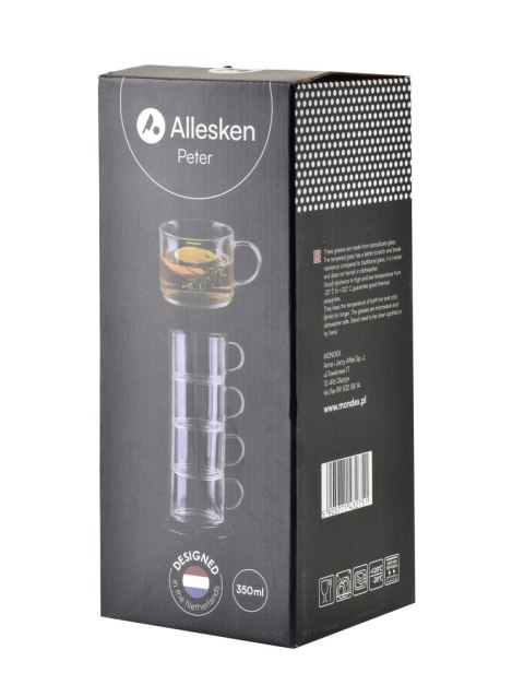 PETER GREY Komplet 4 filiżanek na stojaku 350ml